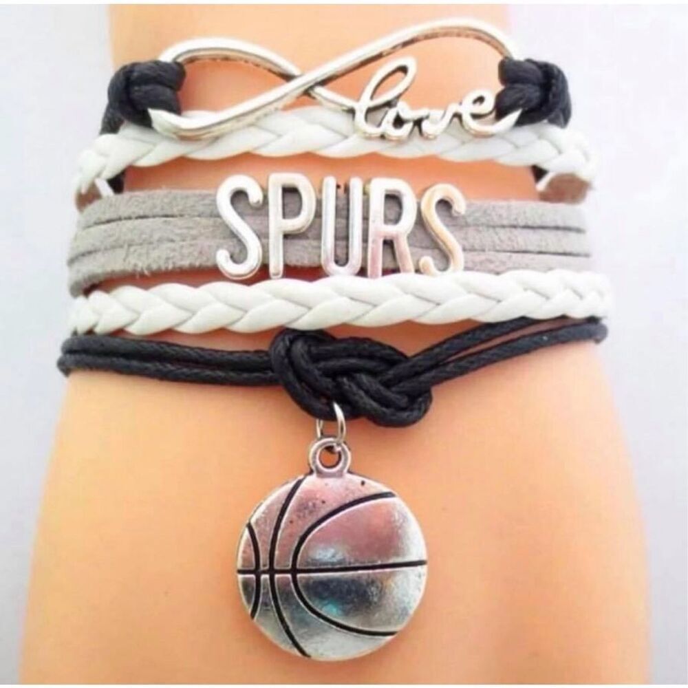 New Womens San Antonio Spurs Multi-Cord Silver & Black Infinity Bracelet